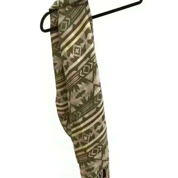 Scarf Shoulder Wrap with Fringe Muted Pastels Aztec - Picture 6 of 6